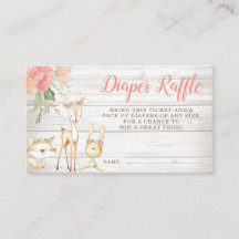Rustic Blommigt Woodland Animals Girl Diaper Raffl