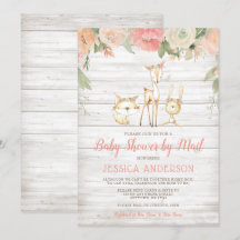 Rustic Blommigt Woodland Girl Baby Shower by Mail