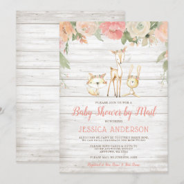 Rustic Blommigt Woodland Girl Baby Shower by Mail Inbjudningar