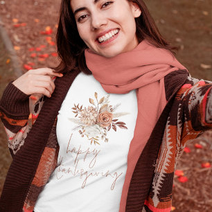 Rustic Blommigts Terracotta Happy thanksgiving T Shirt