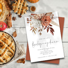Rustic Blommigts Terracotta Thanksgiving Middag Inbjudningar