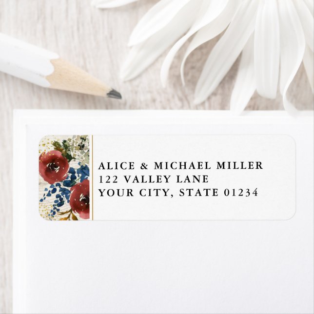 Rustic blommor i Adress Returadress Etikett (Insitu)