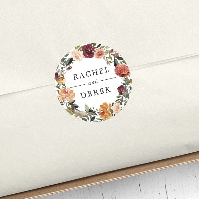 Rustic Bloom | BLOMMIGT BRÖLLOP Runt Klistermärke (Skapare uppladdad)