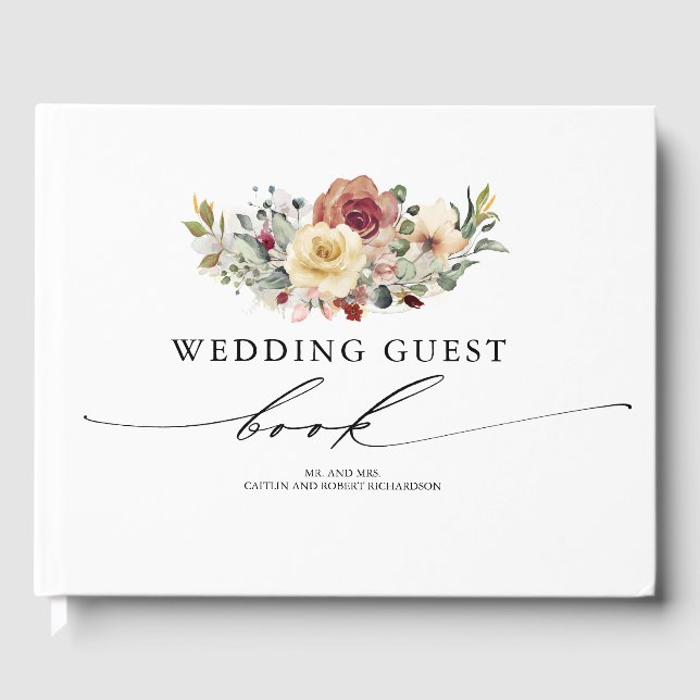 Rustic Bloom Blommigt Fall Elegant bröllop Gästböcker (Framsida)