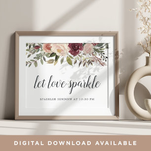 Rustic Bloom Bröllop Sparker Sendoff-tecken Poster