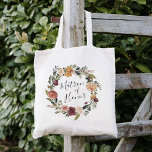 Rustic Bloom | Matron of Honor Tygkasse<br><div class="desc">Rustik elegant brudens sida har en vattenfärgad blommigt krans av ro,  peonier och morsa i hösthuber i rik,  med "hedersbetygelse" inskriven i handskrivet skript. Designad för att matcha vår Rustic Bloom-samling.</div>