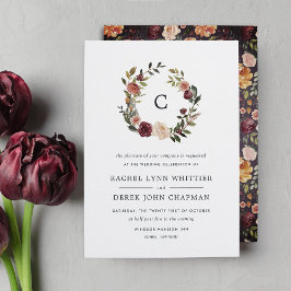 Rustic Bloom Monogram bröllopsinbjudan Inbjudningar