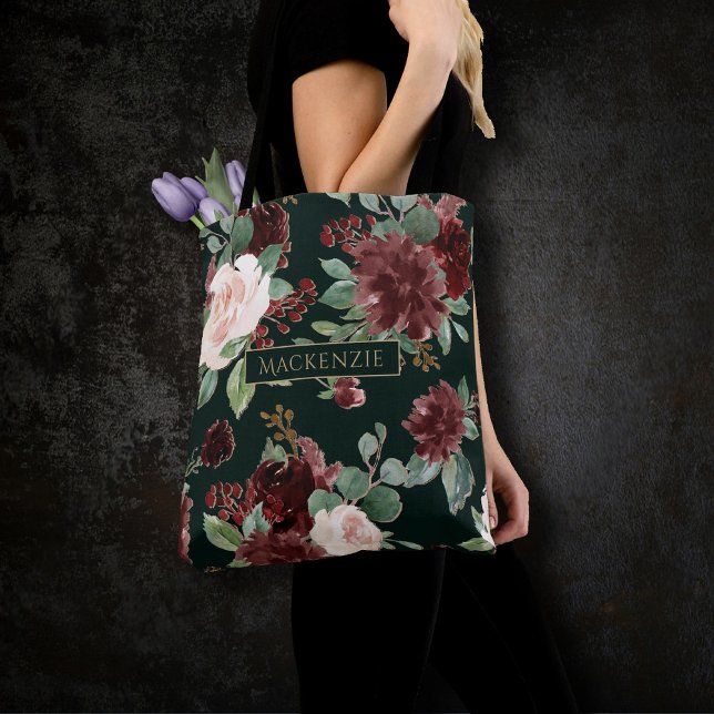 Rustic Bloom | Terracotta och Marsala Red Anpassni Tygkasse (Skapare uppladdad)