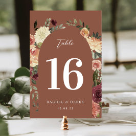 Rustic Bloom Watercolor Blommigt Arch Bordsnummer