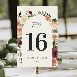 Rustic Bloom Watercolor Blommigt Arch Bordsnummer