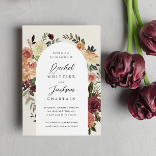 Rustic Bloom Watercolor Blommigt Arch Bröllop Inbjudningar