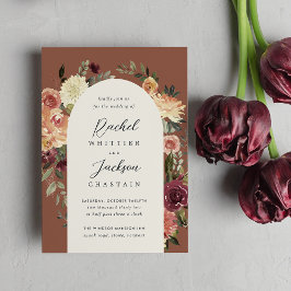 Rustic Bloom Watercolor Blommigt Arch Bröllop Inbjudningar