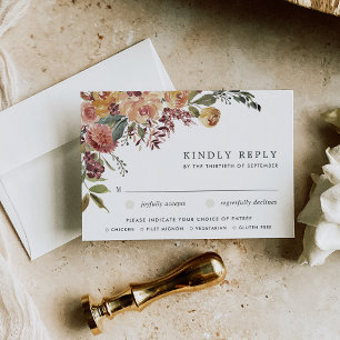 Rustic Bloom Watercolor Blommigt Bröllop Meal Choi OSA Kort