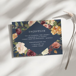 Rustic Bloom Watercolor Blommigt Wedding Reception Tilläggskort
