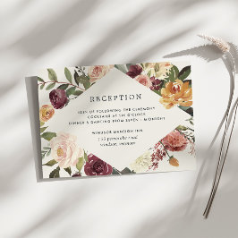 Rustic Bloom Watercolor Blommigt Wedding Reception Tilläggskort