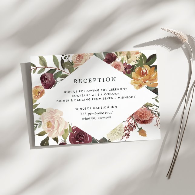 Rustic Bloom Watercolor Blommigt Wedding Reception Tilläggskort (Skapare uppladdad)