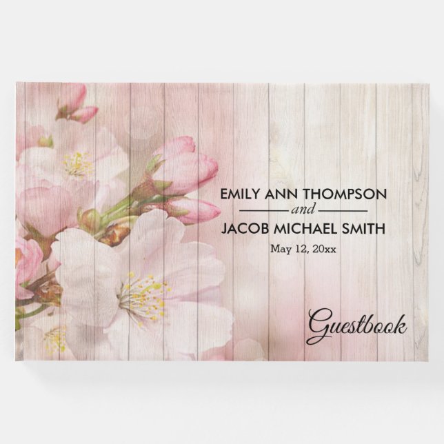 Rustic Blooms | Cherry Blommar Bröllop Gästböcker (Framsida)