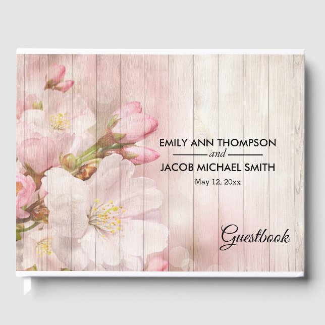 Rustic Blooms | Cherry Blommar Bröllop Gästböcker (Framsida)