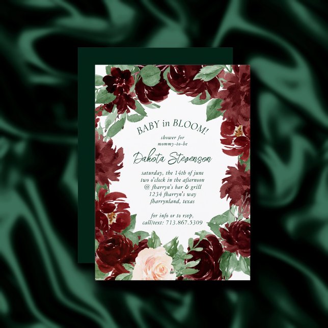 Rustic Blooms | Terracotta Marsala Baby i Bloom Inbjudningar (Skapare uppladdad)