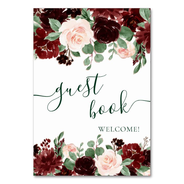 Rustic Blooms | Terracotta och Marsala Guest Bok Bordsnummer (Framsidan)