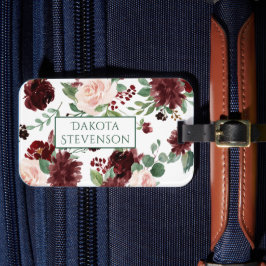 Rustic Blooms | Terracotta och Marsala Monogram Bagagebricka