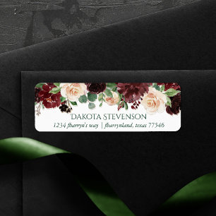 Rustic Blooms   Terracotta och Marsala Red Adress Returadress Etikett