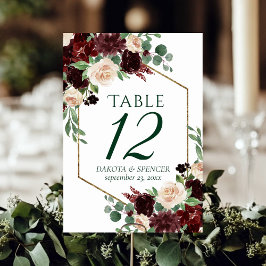 Rustic Blooms | Terracotta och Marsala Red Anpassn Bordsnummer