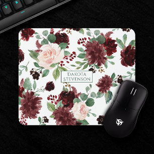 Rustic Blooms   Terracotta och Marsala Red Anpassn Musmatta