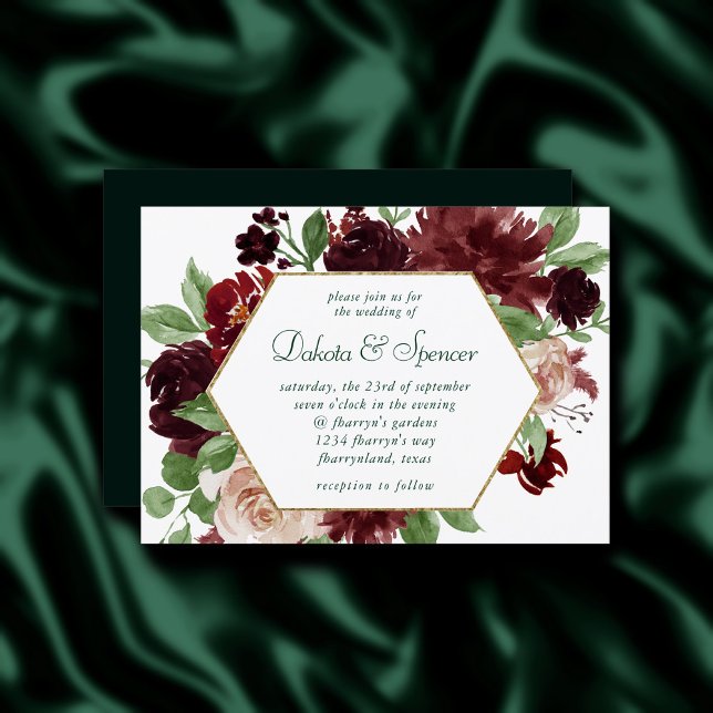 Rustic Blooms | Terracotta och Marsala Red Blommig Inbjudningar (Skapare uppladdad)