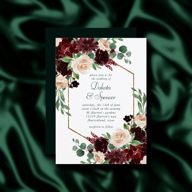 Rustic Blooms | Terracotta och Marsala Red Blommig Inbjudningar (Skapare uppladdad)