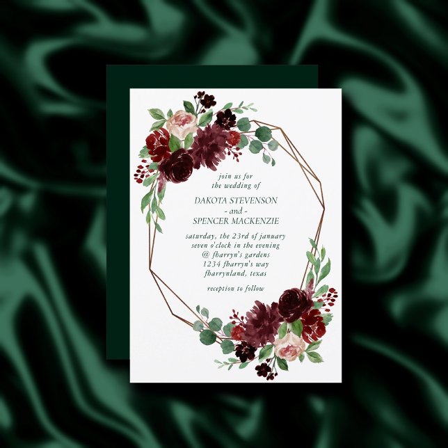 Rustic Blooms | Terracotta och Marsala Red Bouquet Inbjudningar (Skapare uppladdad)