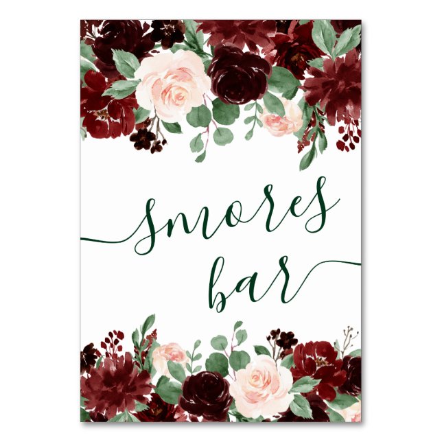 Rustic Blooms | Terracotta och Marsala Smores Pub Bordsnummer (Framsidan)