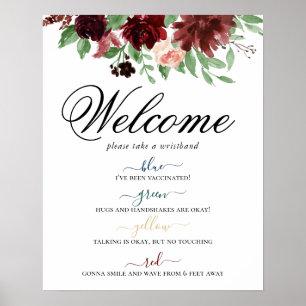 Rustic Blooms Terracotta Red Social Avstånd Poster