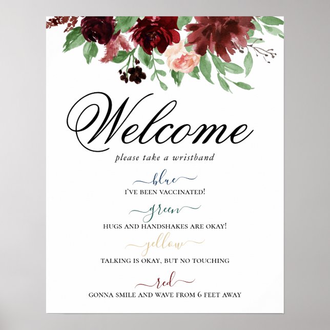 Rustic Blooms | Terracotta Red Social Avstånd Poster (Framsidan)