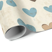 Rustic Blue and Brown Heart Pattern for Father’s