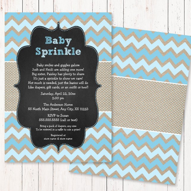 Rustic Blue Baby Sprinkle Inbjudan / babydusch (Skapare uppladdad)