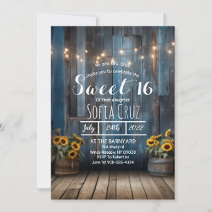 Rustic Blue Barn Solrossat 16 Inbjudan