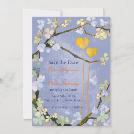 Rustic Blue Blommigt Bröllop spara datum Datumet