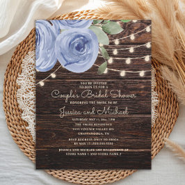 Rustic Blue Blommigt Couples Möhippa Inbjudningar