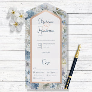 Rustic Blue Blommigt och Ro Guld Middag