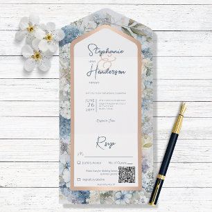 Rustic Blue Blommigt & Ro Guld QR-kod