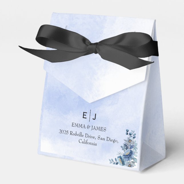 Rustic Blue Blommigt Wedding Favor Boxes Presentaskar (Framsidan Sidan)
