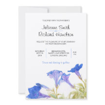 Rustic Blue Blommigt Wedding-inbjudningar