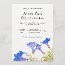 Rustic Blue Blommigt Wedding-inbjudningar Inbjudningar