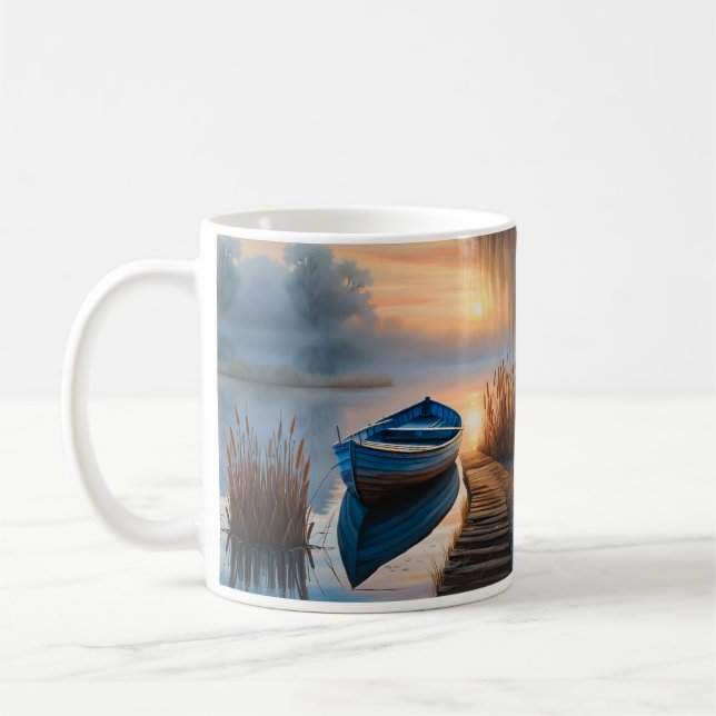 Rustic Blue boat, jag skulle hellre fiska Kaffemugg (Vänster)