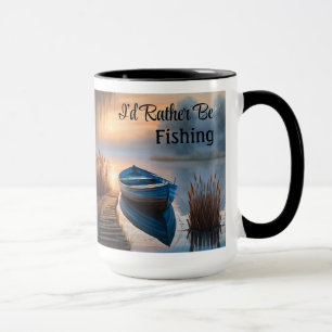 Rustic Blue boat, jag skulle hellre fiska Mugg
