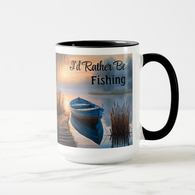Rustic Blue boat, jag skulle hellre fiska Mugg (Höger)