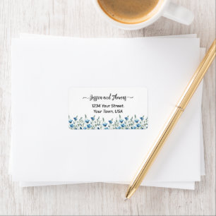Rustic Blue Boho Wildblommor Bröllop Adress Adressetikett