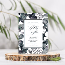 Rustic Blue Botanical Calligraphy Julfest