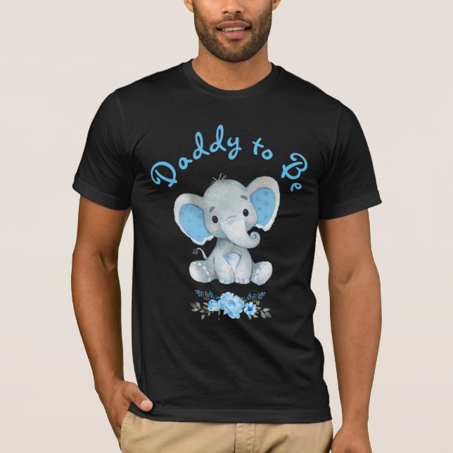 Rustic Blue Boy Elephant pappa att bli babyåkare T Shirt (Framsida)